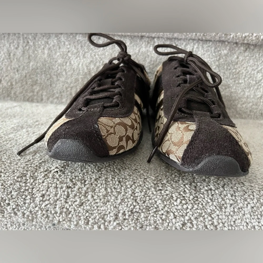 Coach Kathleen Signature Sneakers women size 8.5 tan brown - Picture 3 of 11